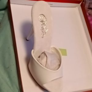 White open toe high heels